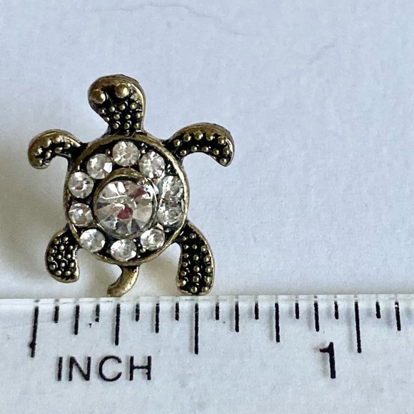 Crystal Sea Turtle Post Earrings Gold Tone Plated Nautical Island Beach Dainty - Picture 11 of 12